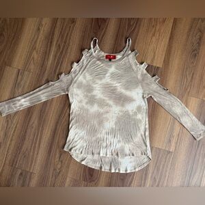 Y2K Beige Dye Designer Long Sleeve w cut outs- Red Label Akira Chicago- Large